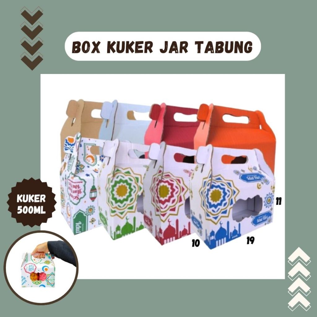 

Box Kue Kering 19x10x11 Jinjing (KUKER TOPLES JAR 500ml ISI 2) Box Jinjing Kardus Lebaran Idul Fitri Hampers Polos/Motif