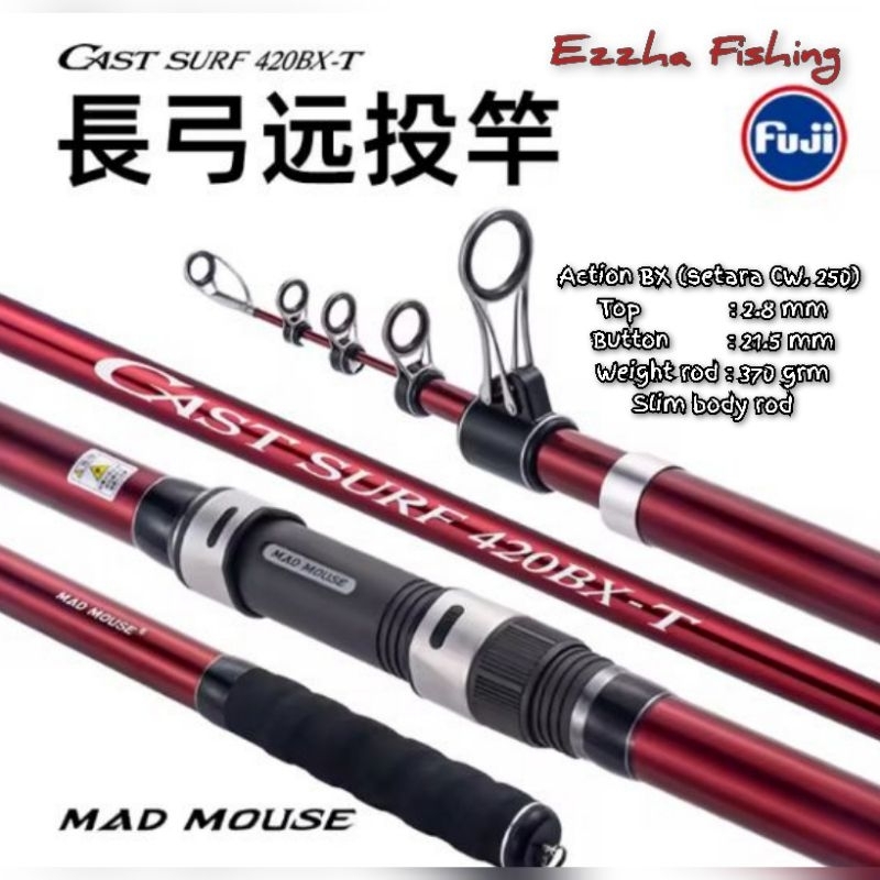New Arrival Telesurf Rod Mad Mouse Cast Surf 420 BX-T ll Full Fuji Ring guide & reelseat ll Setara C