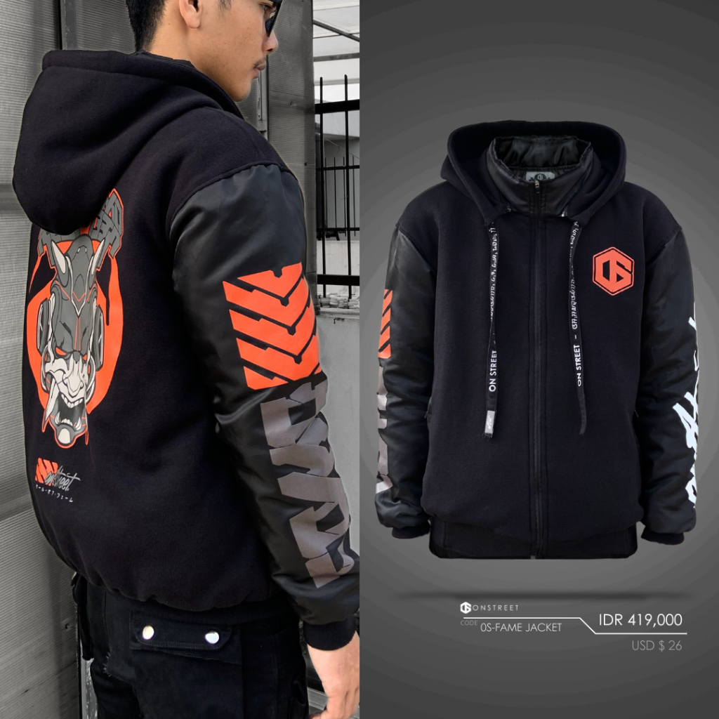 JAKET SWEATER HOODIE PRIA / WANITA ONSTREET - HOODIE ZIPPER FAME (BLACK) TERBARU
