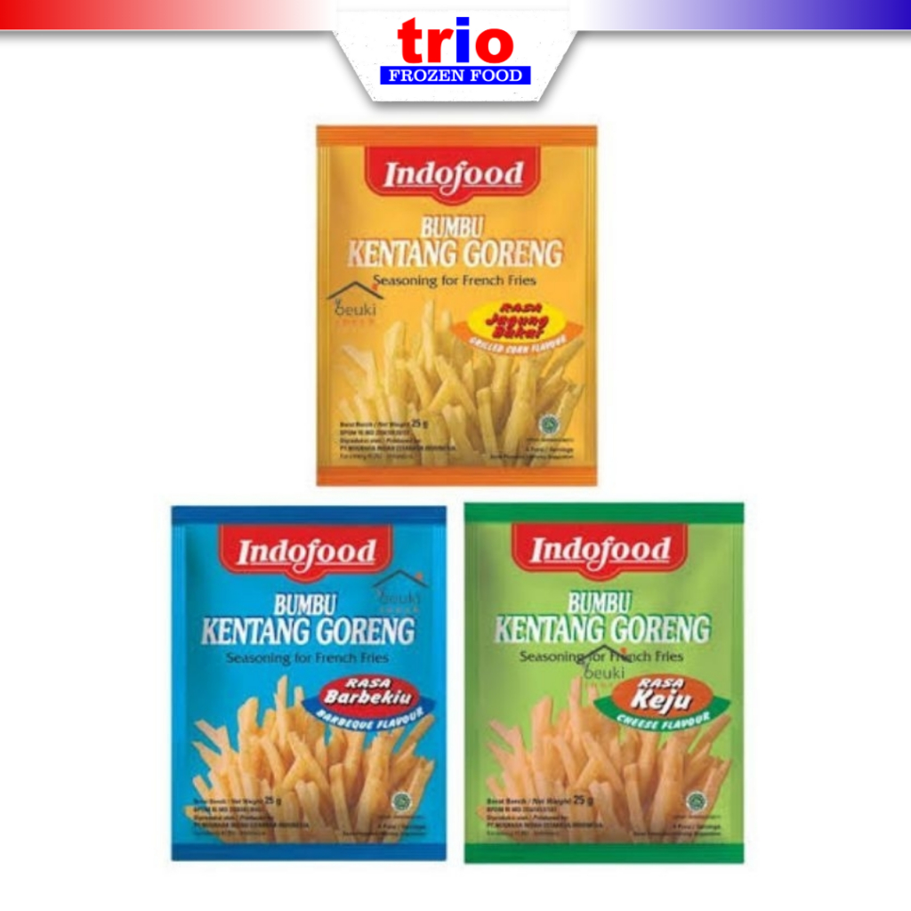 

Indofood Bumbu Kentang Goreng Keju - Barbekiu - Jagung Bakar 25gr