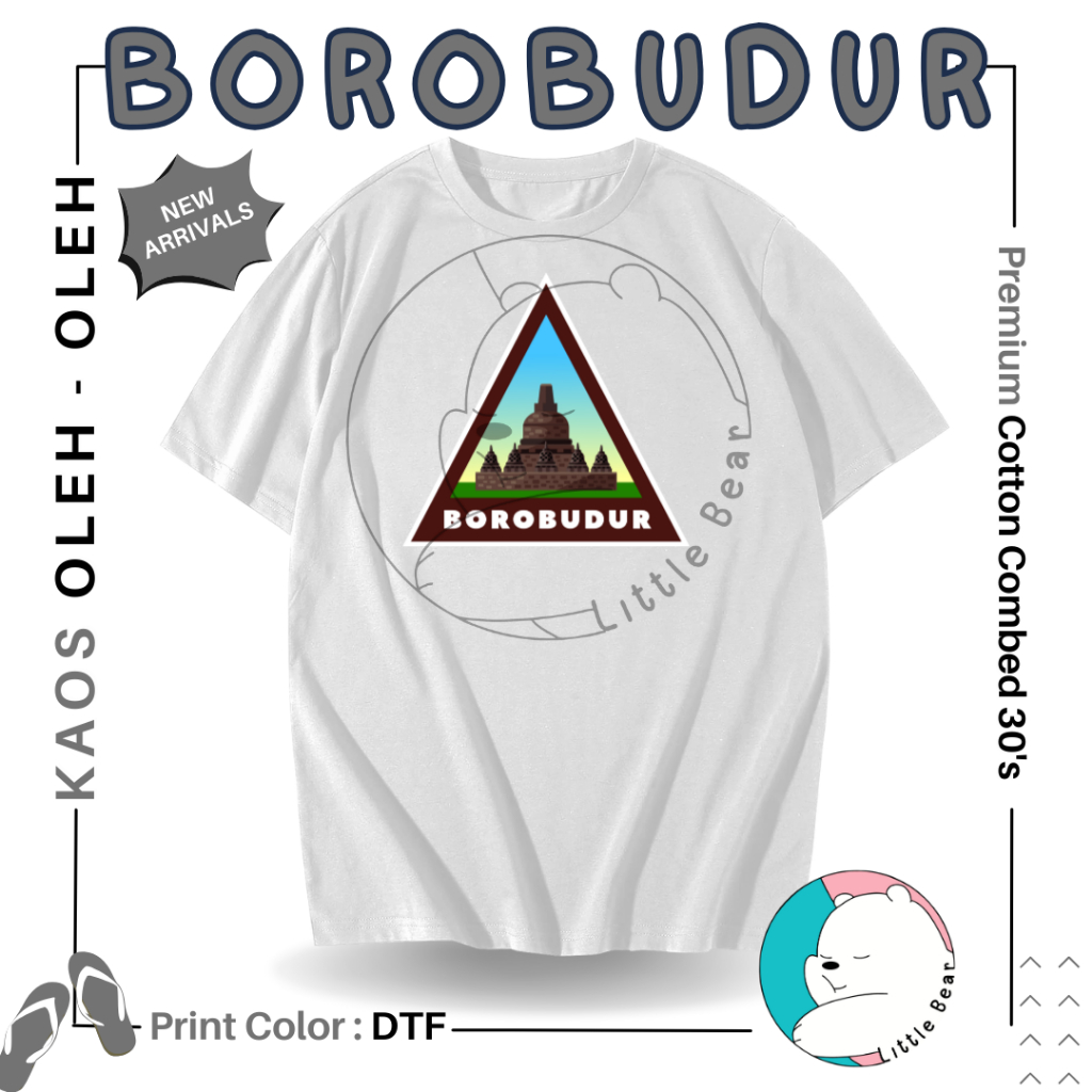 LITTLEBEAR KAOS OLEH - OLEH BOROBUDUR TSHIRT BAJU SOUVENIR BOROBUDUR TYPE 2