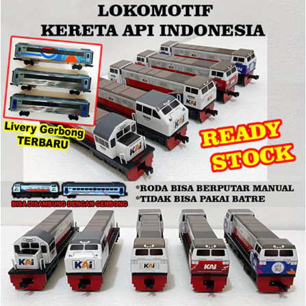 Gerbong Lokomotif Kereta Miniatur Mirip Asli LOKOMOTIF KAI KERETA API INDONESIA lokomotif