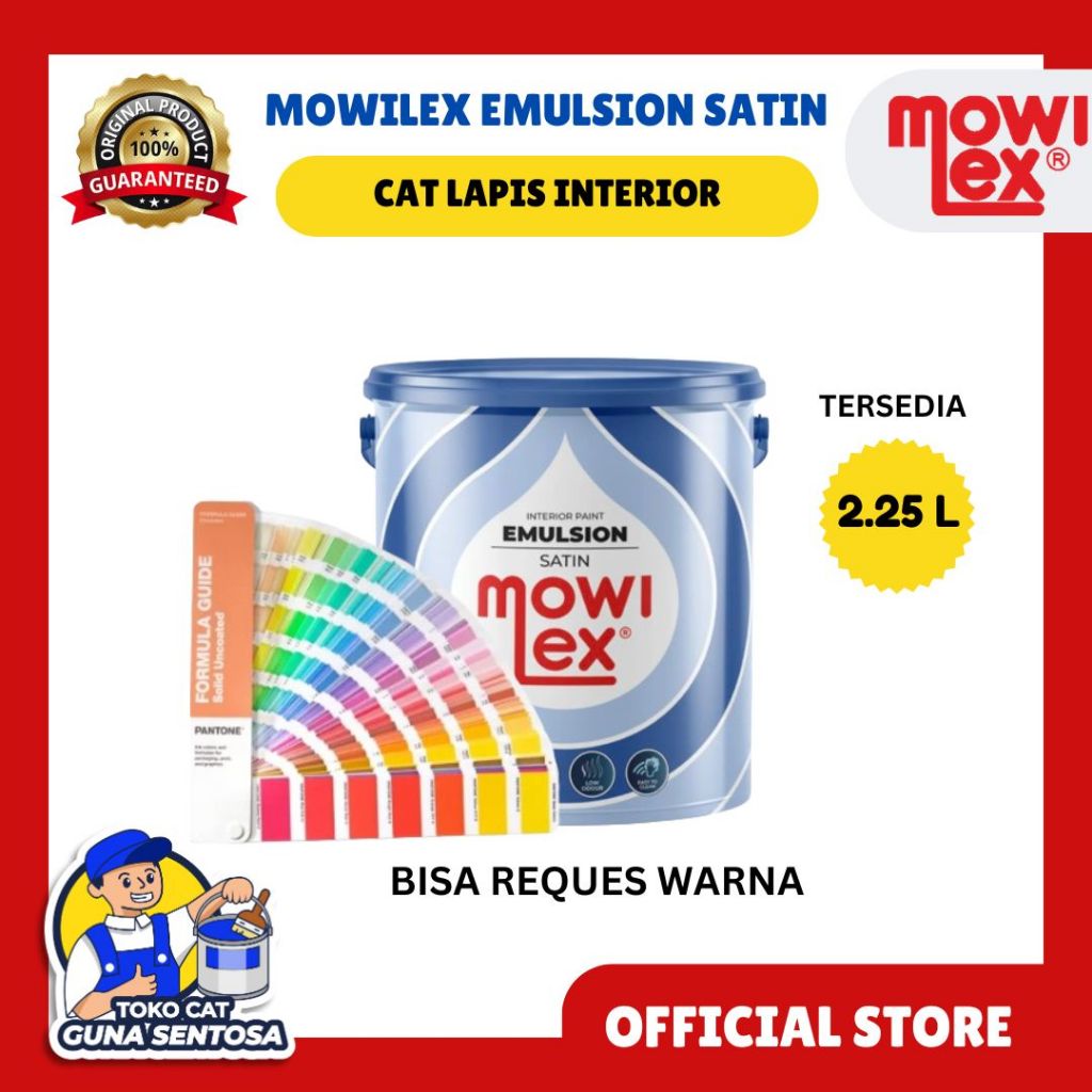 CAT TEMBOK INTERIOR MOWILEX EMULSION SATIN / BERBAGAI WARNA 2.5 LITER