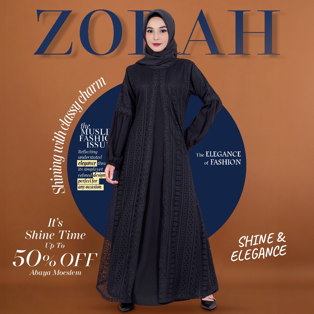 ZORAH • Gamis Brukat Hitam Wanita Mewah dan Elegan terbaru | Dress Brokat Bunga Hitam Simple Fashion