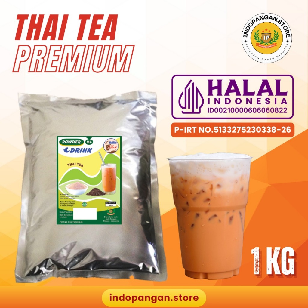 

Powder Rasa Thai Tea 1 Kg (PLAIN) Kemasan Foil - Bubuk Minuman Rasa Thai Tea 1 Kg