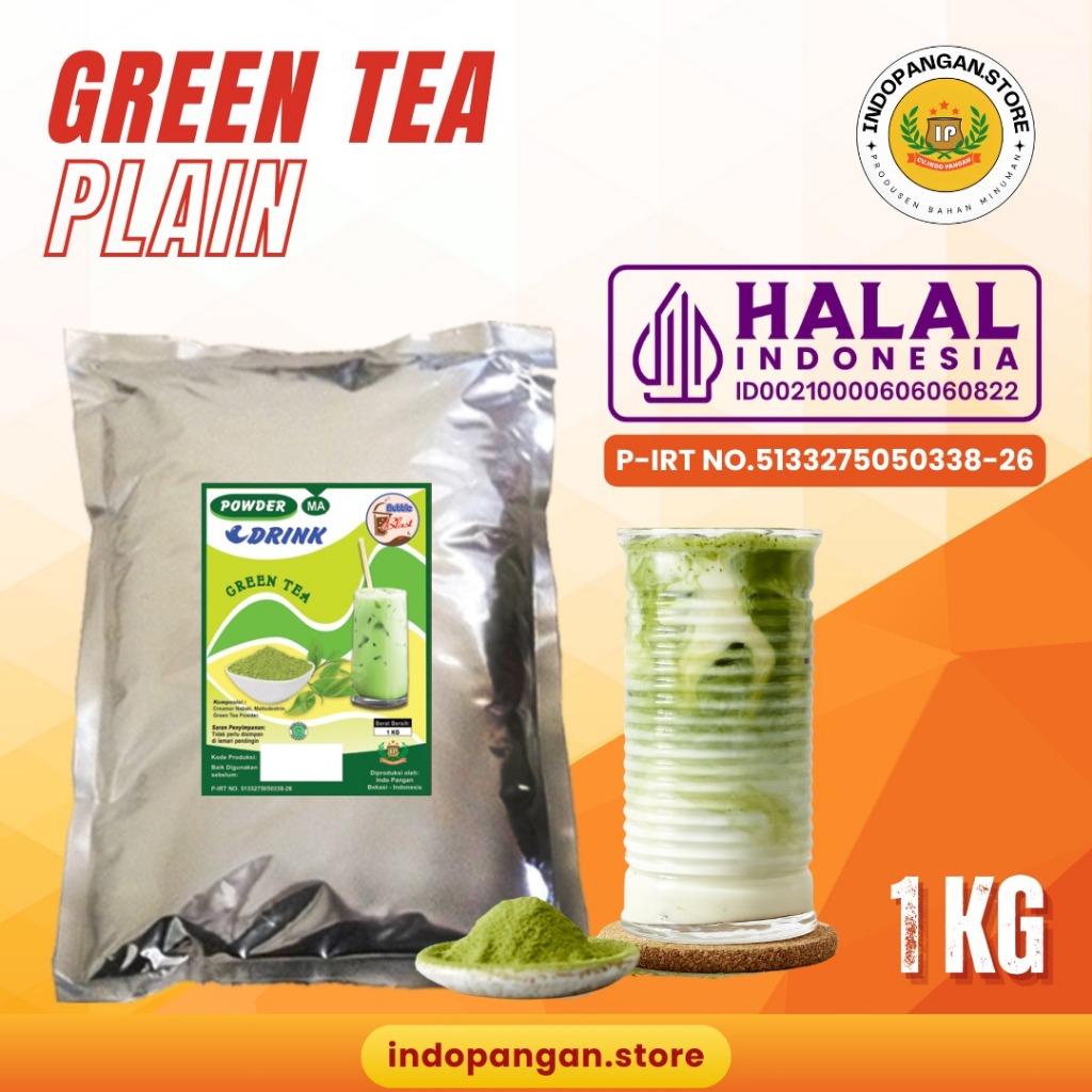 

Powder Rasa Green Tea/Matcha 1 Kg (PLAIN) Kemasan Foil - Bubuk Minuman Rasa Green Tea/Matcha 1 Kg