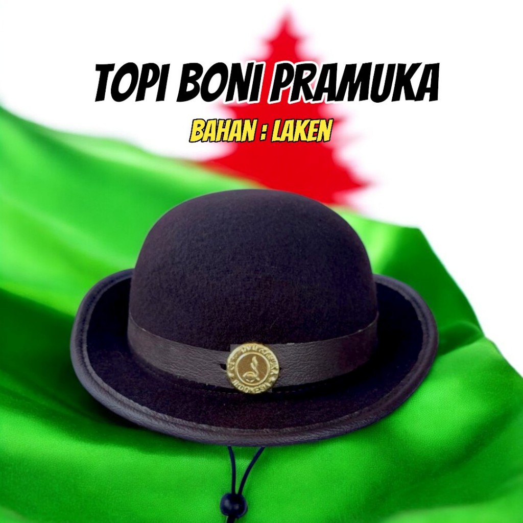 Topi Boni pramuka bahan laken / topi boni laken