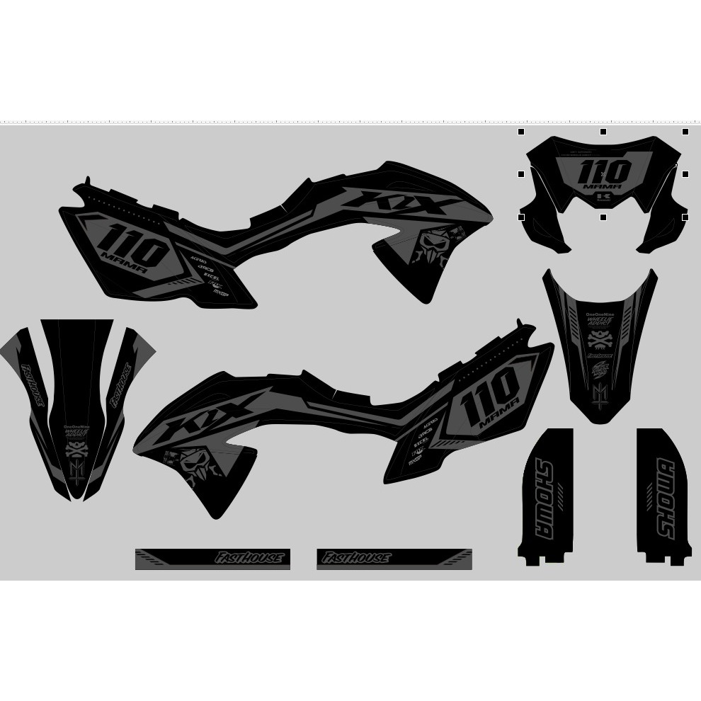 Decal sticker Kawasaki KLX BF 150 design terbaru Motif simpel hitam abu