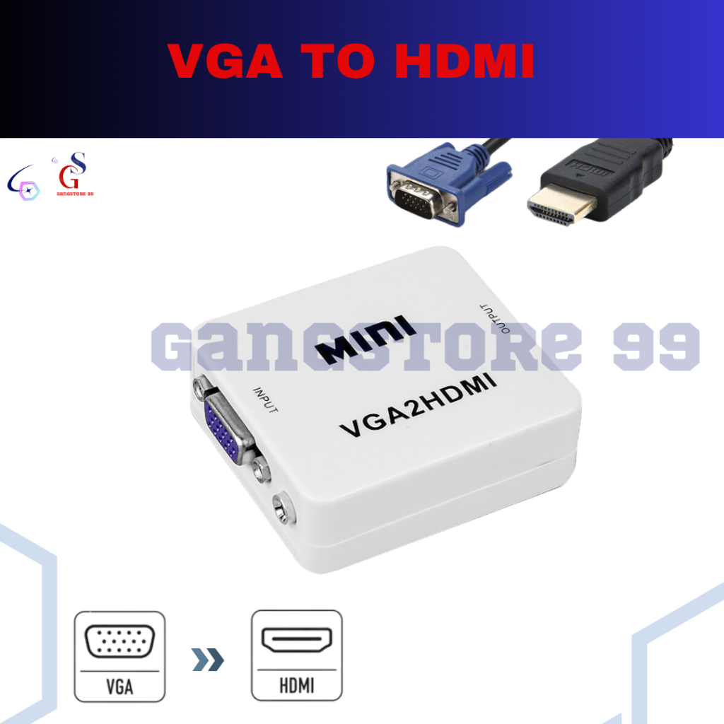 CONVERTER VGA to HDMI / Converter VGA2HDMI /converter vga to hdmi box biru Converter VGA2HDMI Box Co