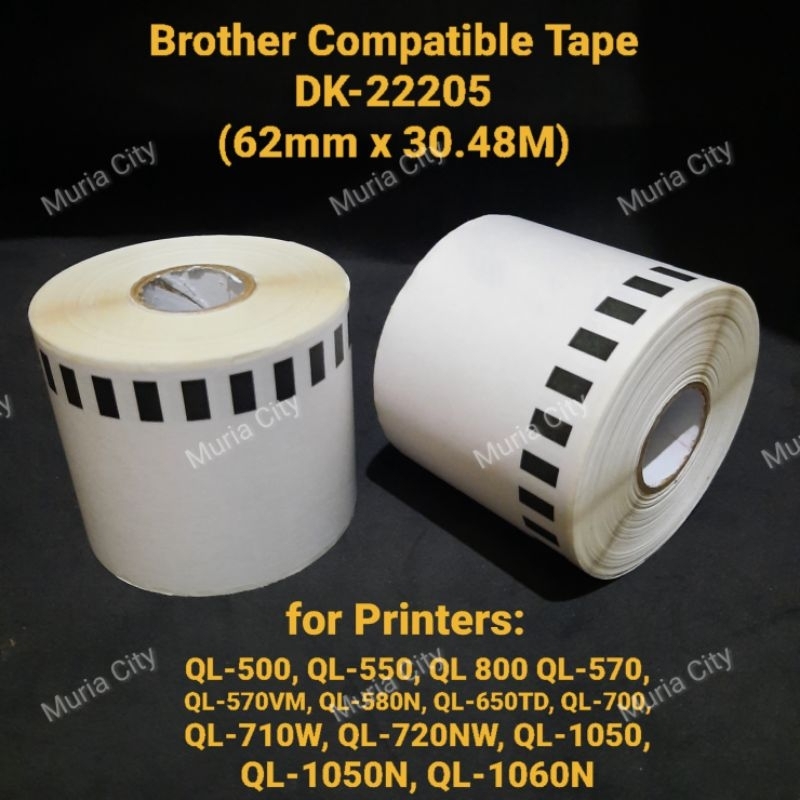 

Brother Compatible Tape Label DK22205 DK-22205 Thermal Continuous 62mm x 30.48M