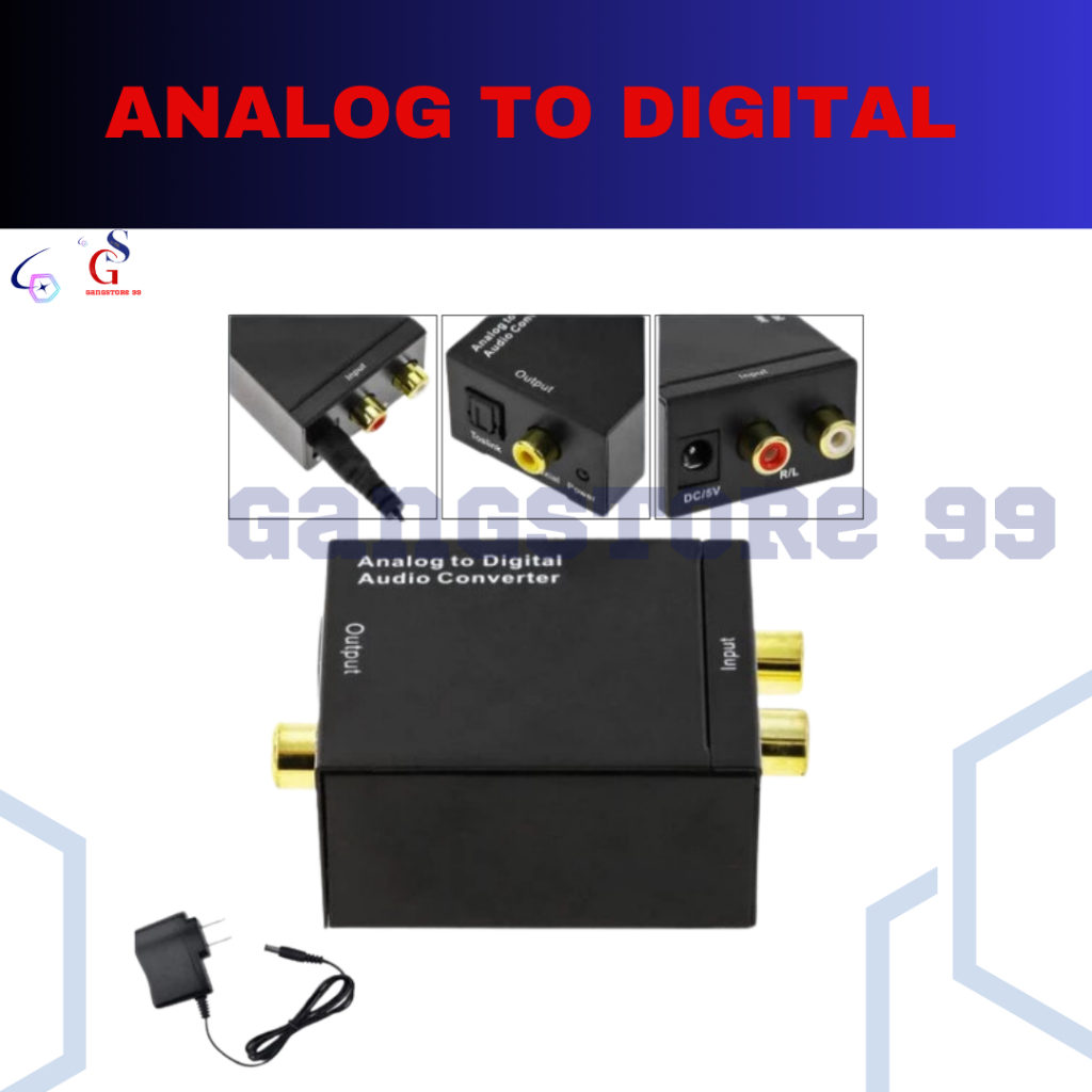 Converter Analog to Digital, Audio Analog to Digital Toslink Optic, Audio Converter Analog RCA to Di