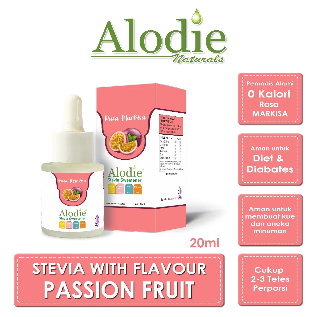 

Stevia Alodie Natural Sweetener Rasa Markisa