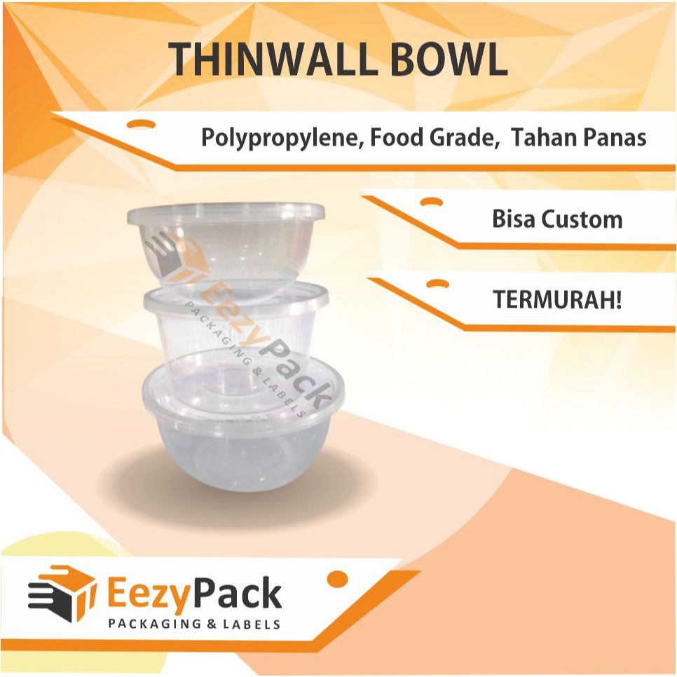 ISI 25)Thinwall Bowl (Bulat & Datar)/ Kotak Makan Plastik/ 200 ML 300 ML 400 ML 450 ML 500 ML 750 ML