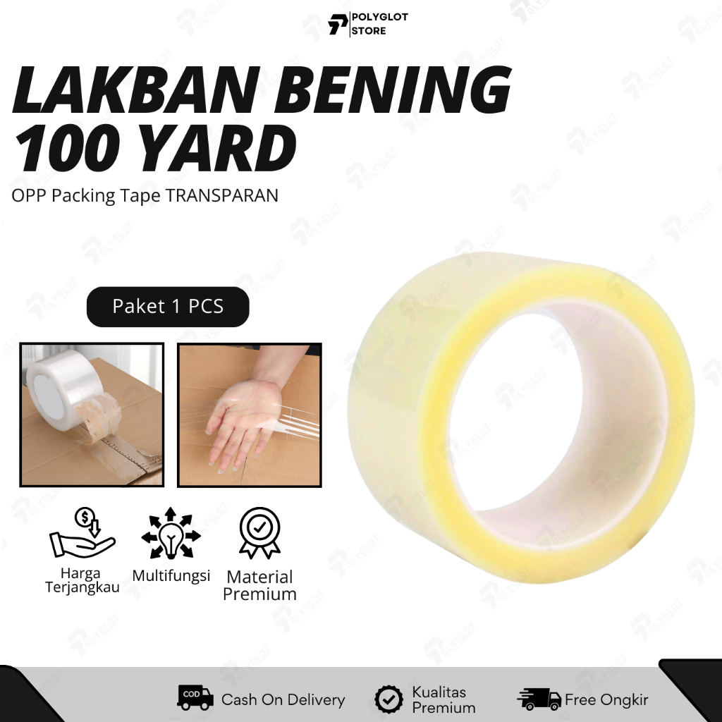 

Lakban Bening 45mm x 100 Yard / Lakban Bening Ekonomis 70 Meter