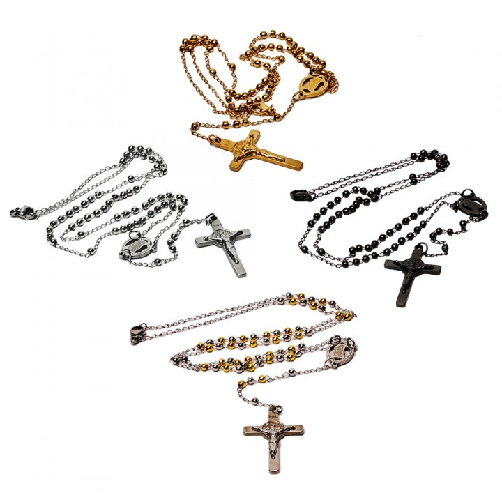 Kalung Rosario Titanium 3mm Harces Bunda Maria kalung besi putih kalung titanium rosario warna warni