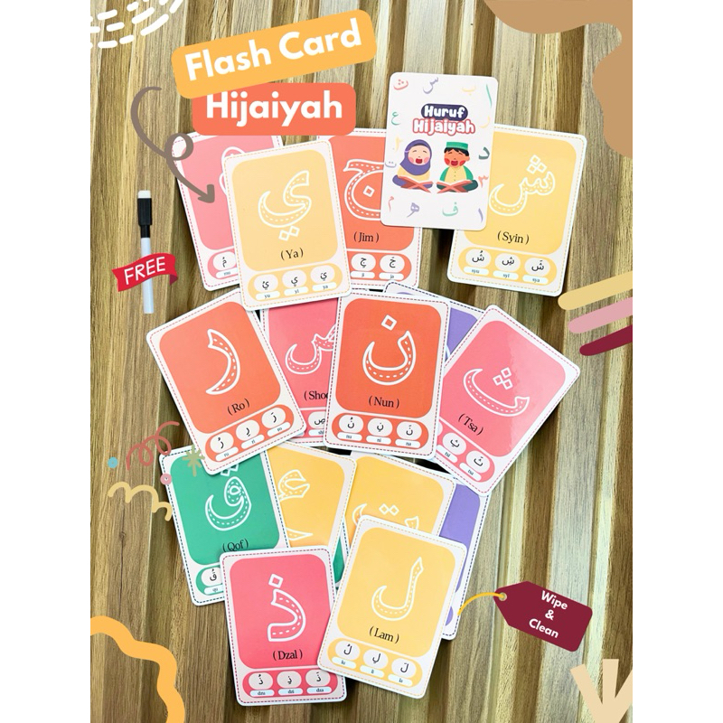 Flash card Hijaiyah Wipe clean/Mainan edukasi hijaiyah/belajar huruf hijaiyah