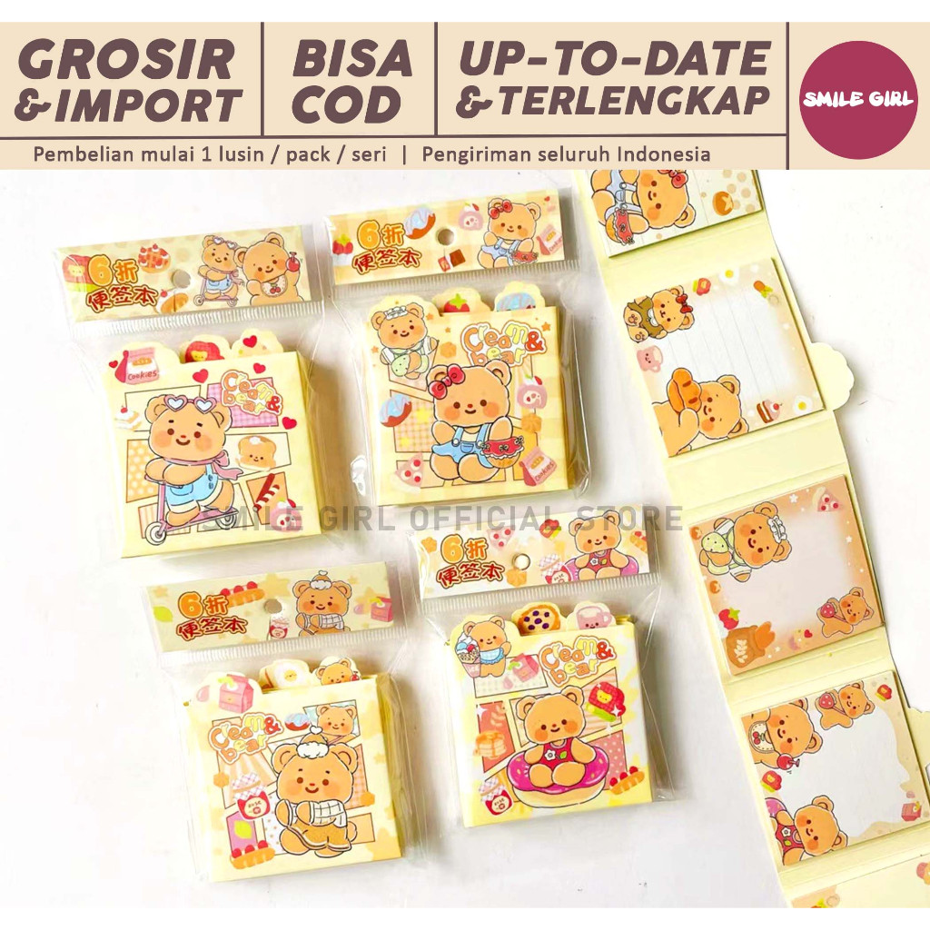 

SG | PUSAT GROSIR | 12-36 PCS - Memo Sticky Notes Lucu Butter Bear / Alat Tulis Kebutuhan Sekolah Anak