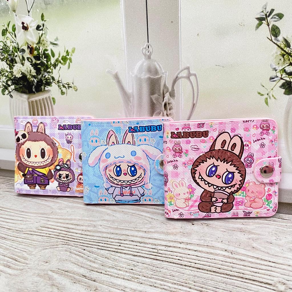 Dompet Lipat LABUBU Cute Lucu Bahan Kulit Sintetis / Dompet Labubu Model Lipat Unik Imut Favorit Ana