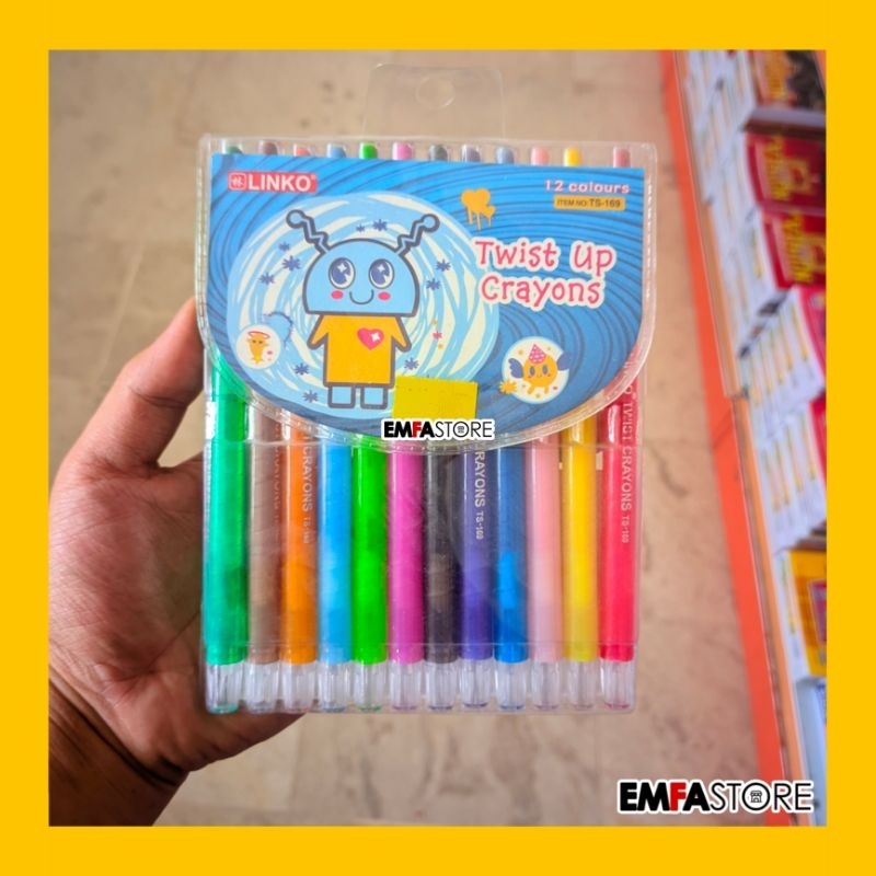 

Crayon Putar Linko / Twist Crayon Linko 12 Warna Original