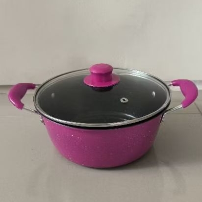 panci soup kuping marble/teflon 20 cm tutup kaca