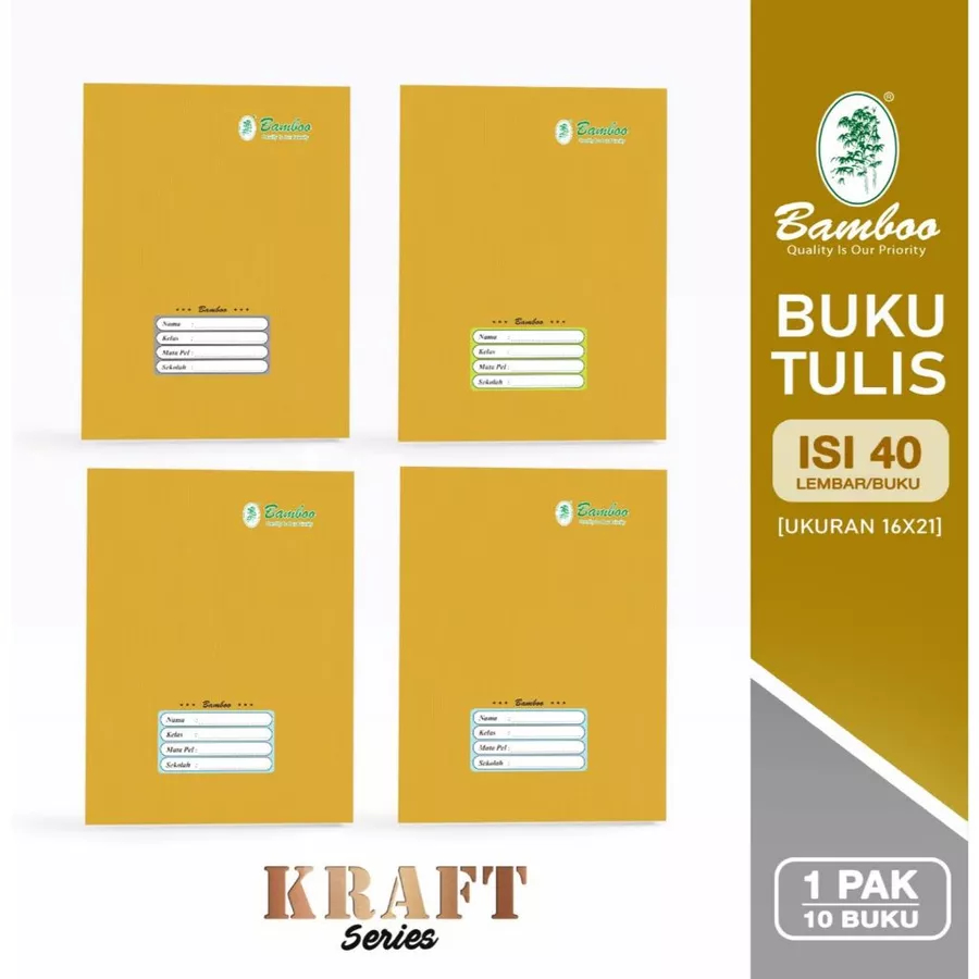 

Bamboo Buku Tulis Kwarto 40 Kraft Series [ 1 pak/10 buku ]