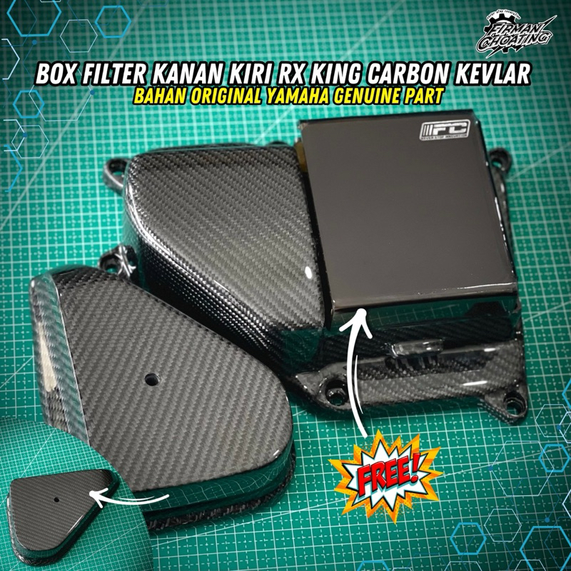 BOX FILTER KIRI KANAN RX KING ORIGINAL CARBON KEVLAR TWILL SPREAD TROW QUADRO BAHAN ORIGINAL YAMAHA 