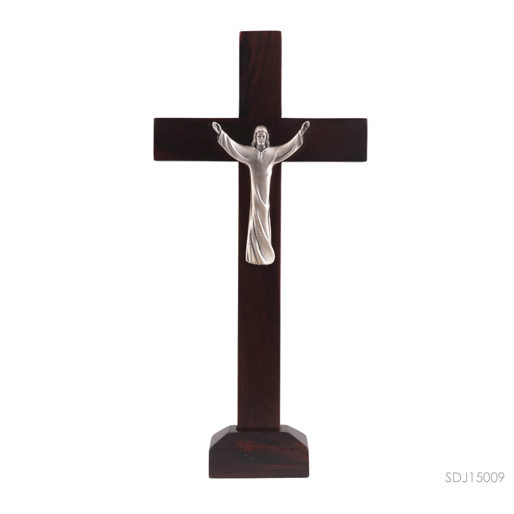 Salib Duduk Yesus Bangkit Kayu Sonokeling Rohani Katolik
