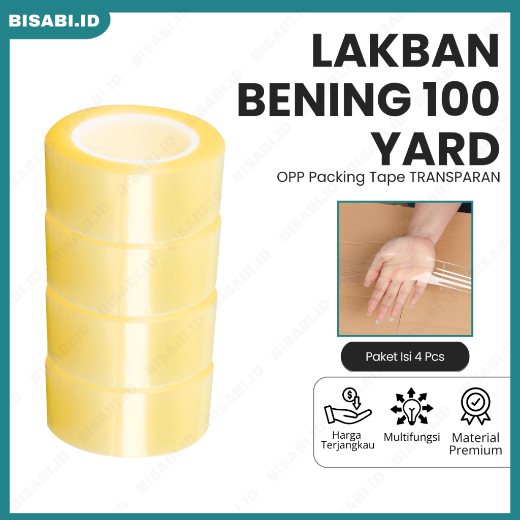 

GET 4 PCS - Lakban Bening 45mm x 70 Meter OPP Packing Tape 2" Inci 100 Yard