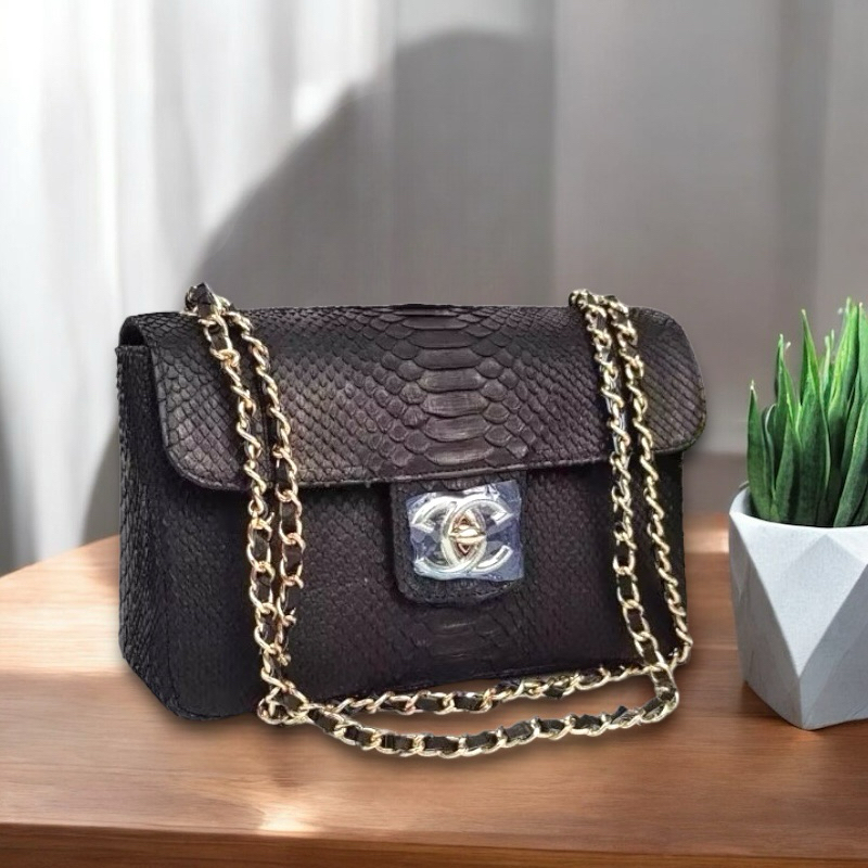Tas Kulit Ular Piton Asli Wanita CHAINEL KULIT PHYTON ORIGINAL