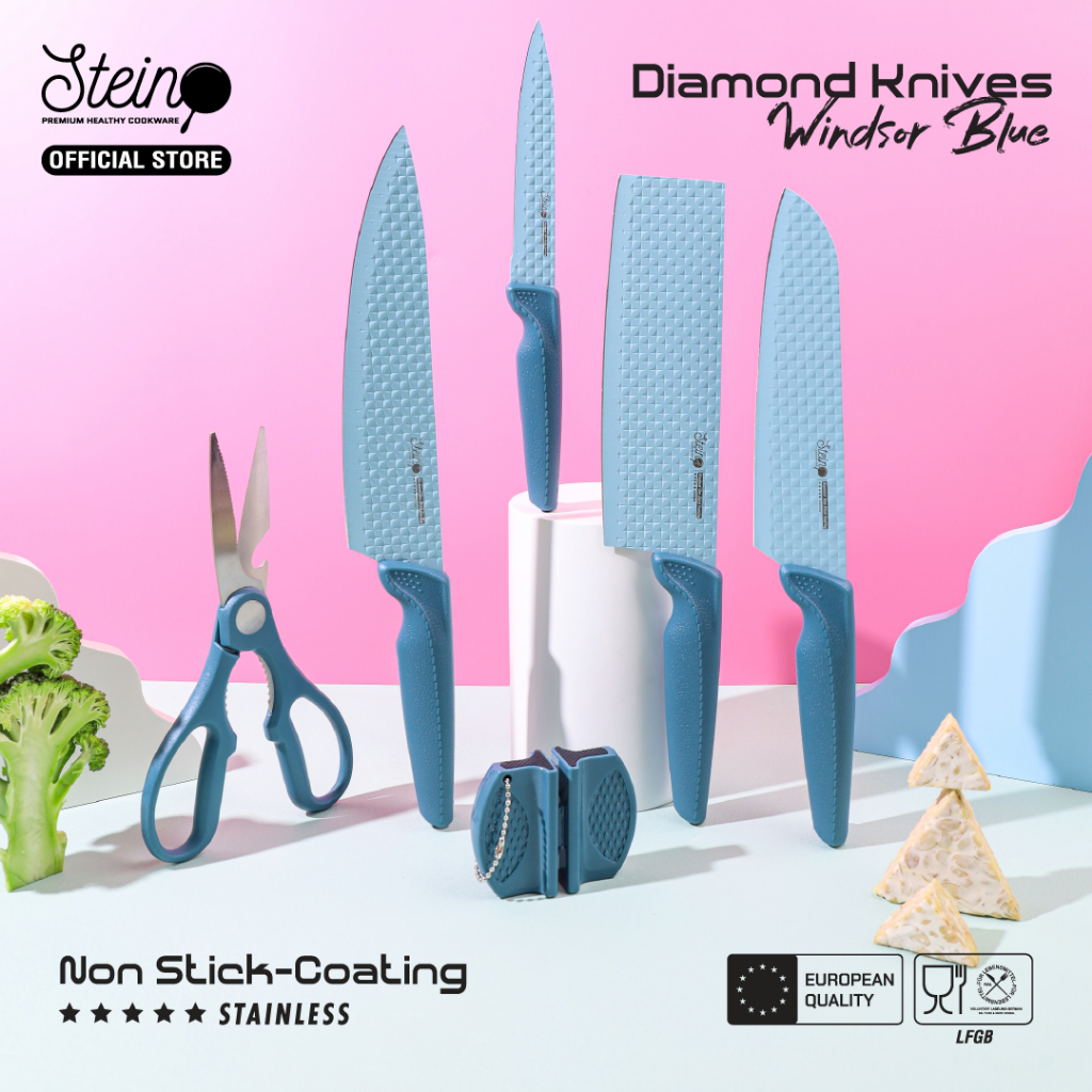 STEIN Diamond Knives Set- Windsor Blue [6 in 1 Pisau Set]