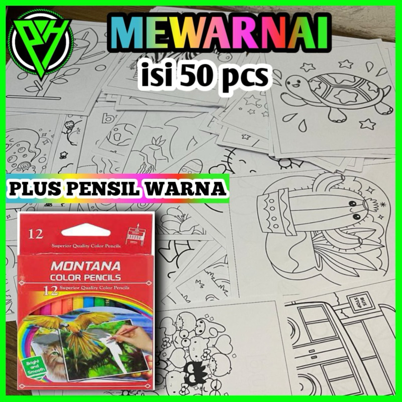 

50 pcs Mewarnai Anak-Anak Edukasi Kertas HVS 80 gsm - Isi 50 Lembar - Toys