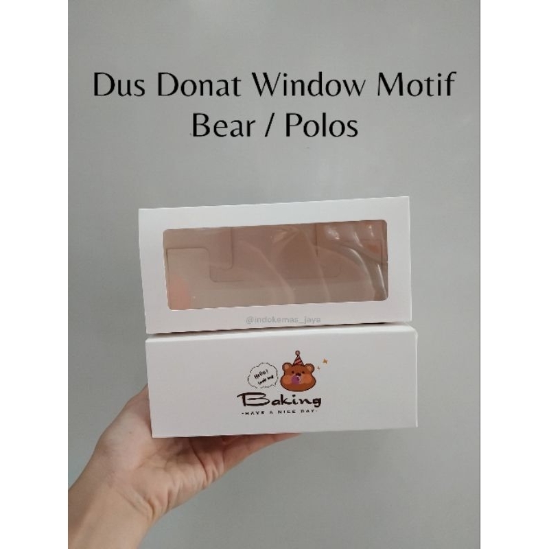 

[ 5 pcs] Dus Donat Beruang Panjang/ Box Donut Bear/ Dus Kue Donat Motif Beruang dan Polos/ Box Bomboloni/ Kotak Brownies