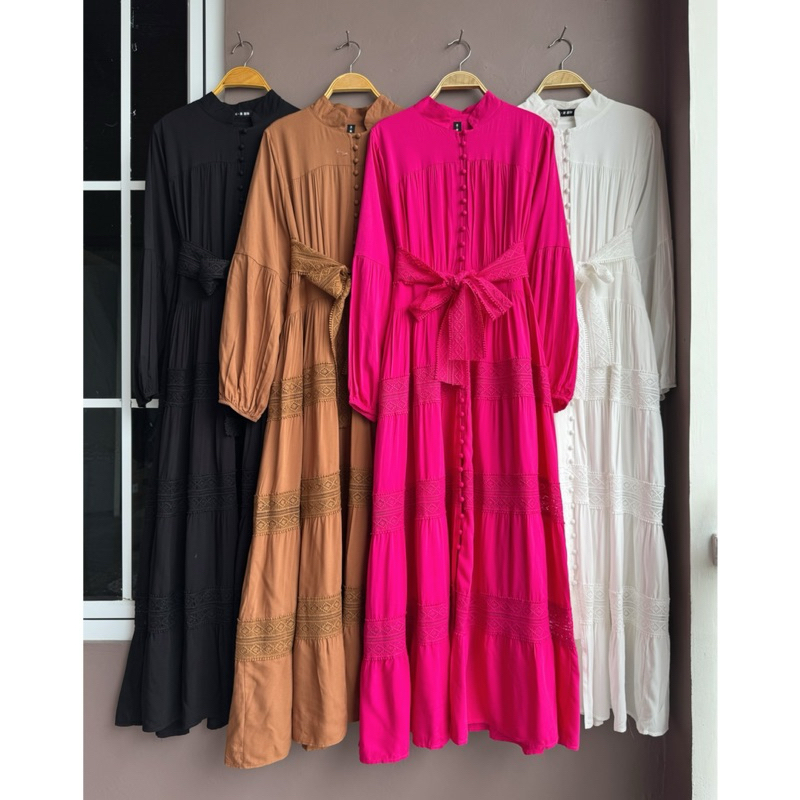 gamis zika, dress goldy, Dress Maxi, gamis bangkok, gamis putih, white maxi, dress katun bordir, gam