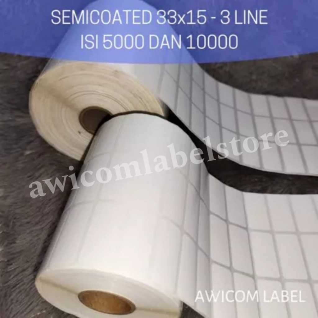 

Label Barcode Semicoated 33x15 33 x 15 mm 3 line core 1" isi 10000