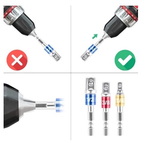 Adapter kunci sok 3 pcs sambungan mata bor kunci sok konektor kunci sock shock socket adaptor / Adap