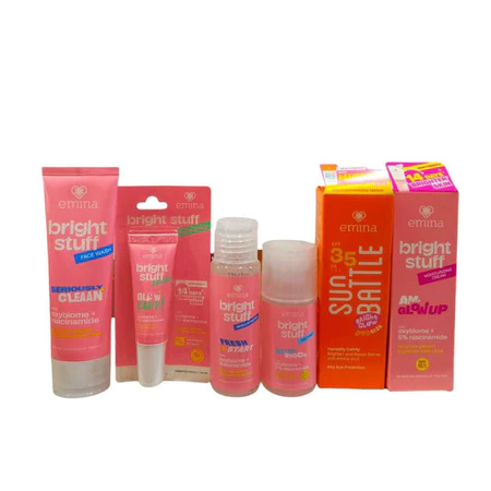 Paket Emina Bright Stuff Series (Ukuran Kecil) [Micellar 50ml - Facial Wash 50ml - Toner 50ml - Seru