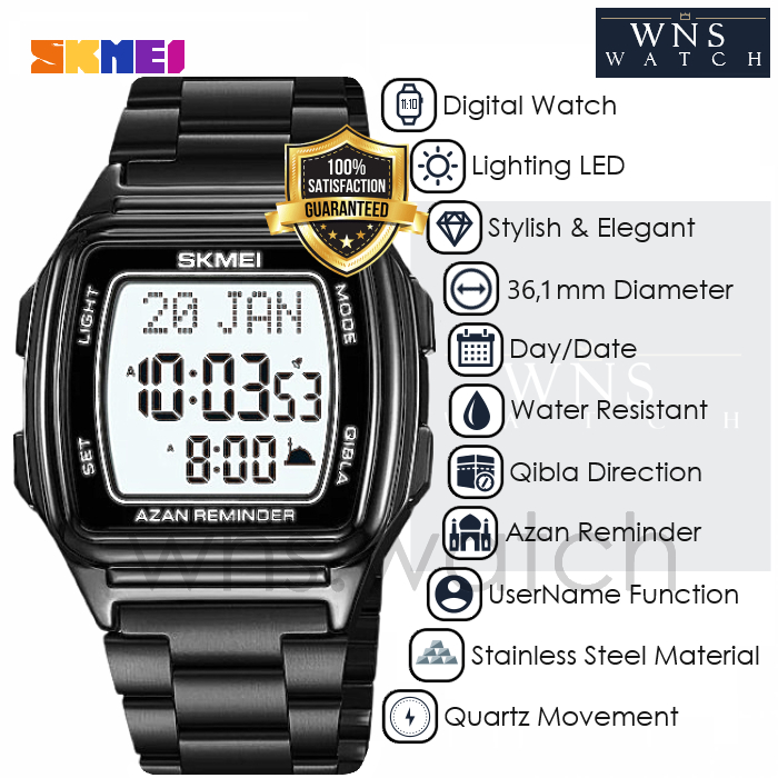 [LIMITED] Jam Tangan Digital Pria Original Muslim Qibla Wristwatch Penunjuk Arah Kiblat Waktu Adzan 