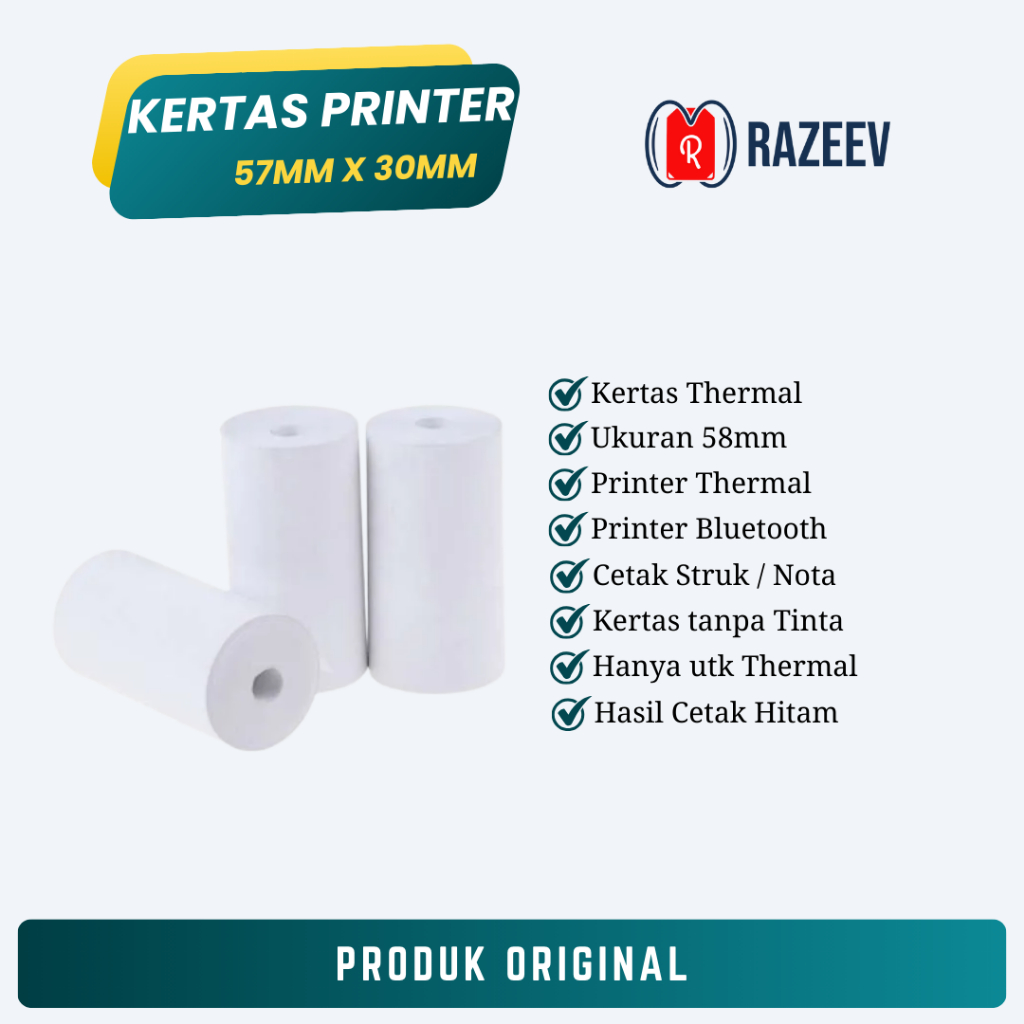 Kertas Thermal Printer ukuran 58mm (Printer Bluetooth dan Printer Thermal)