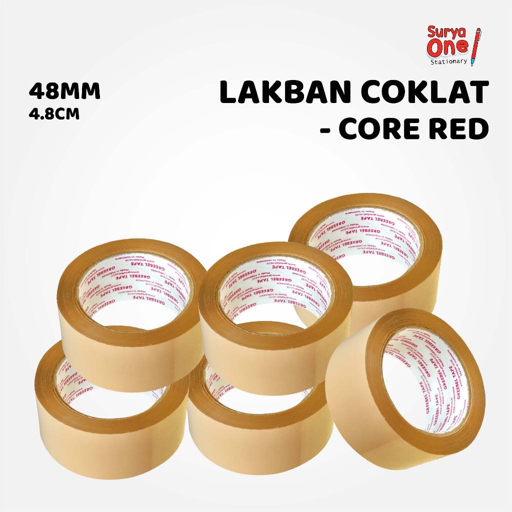 

VEMILO Isolasi Coklat Core Red 48 mm uk. 48 mm x 100 yard / Selotip Coklat / Lakban Greebel