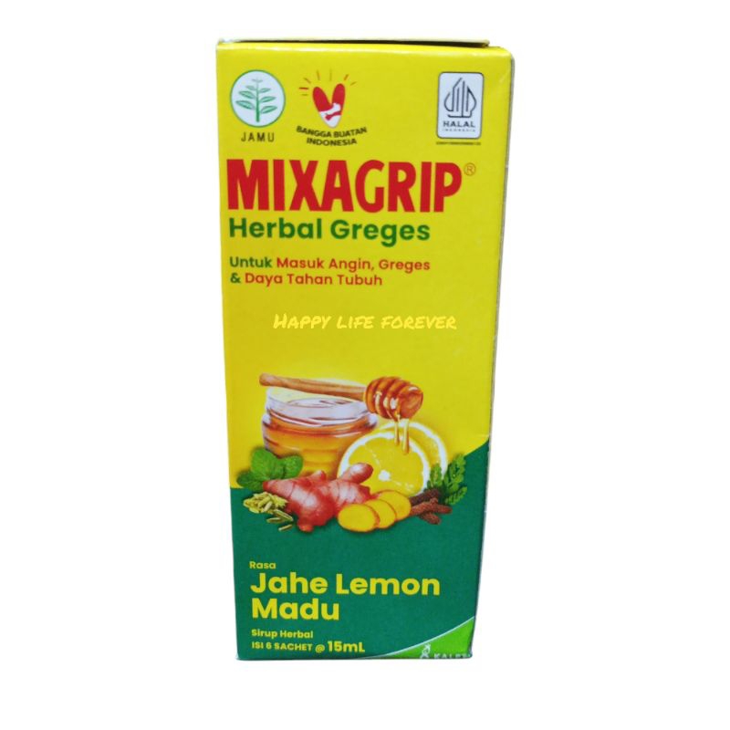 

Mixagrip Herbal Greges Rasa Jahe Lemon Madu - isi 6 sachet