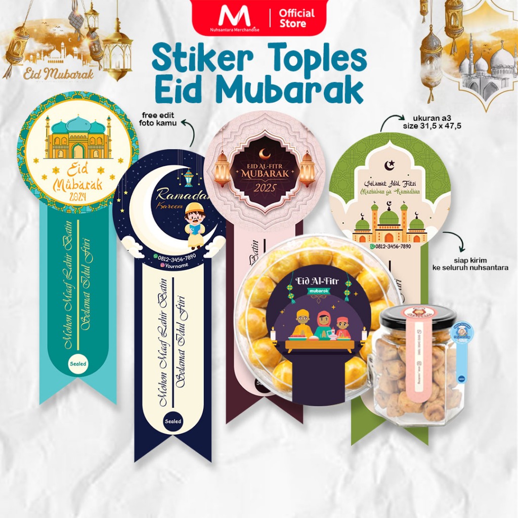 

Cetak Stiker Toples Edisi Idul Fitri /Stiker Botol Custom | Sticker Segel Toples Kue Kering Kemasan Makanan