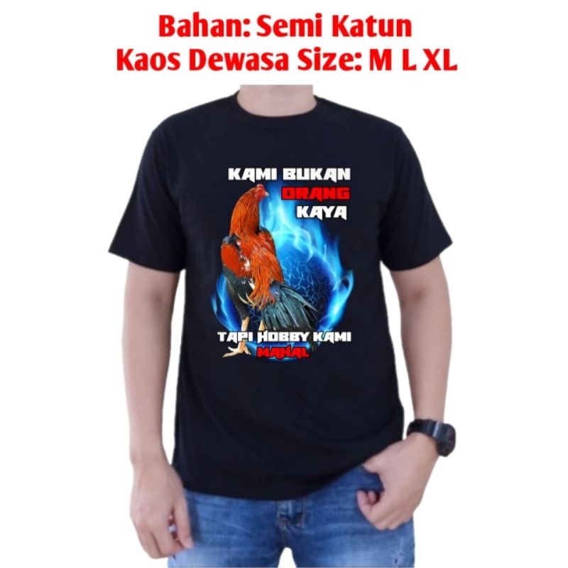 Baju Kaos Motif Ayam Bangkok / Hobby Mahal