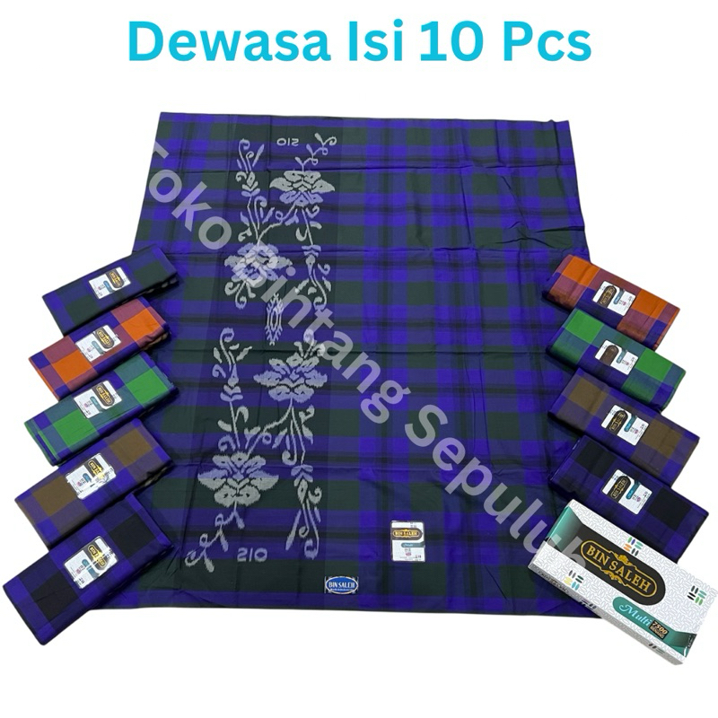 Sarung Tenun Dewasa Bin Saleh Multi 7500 Benang Grosir Isi 10 Biji atau Pcs Motif Dua Teropong Tumpa