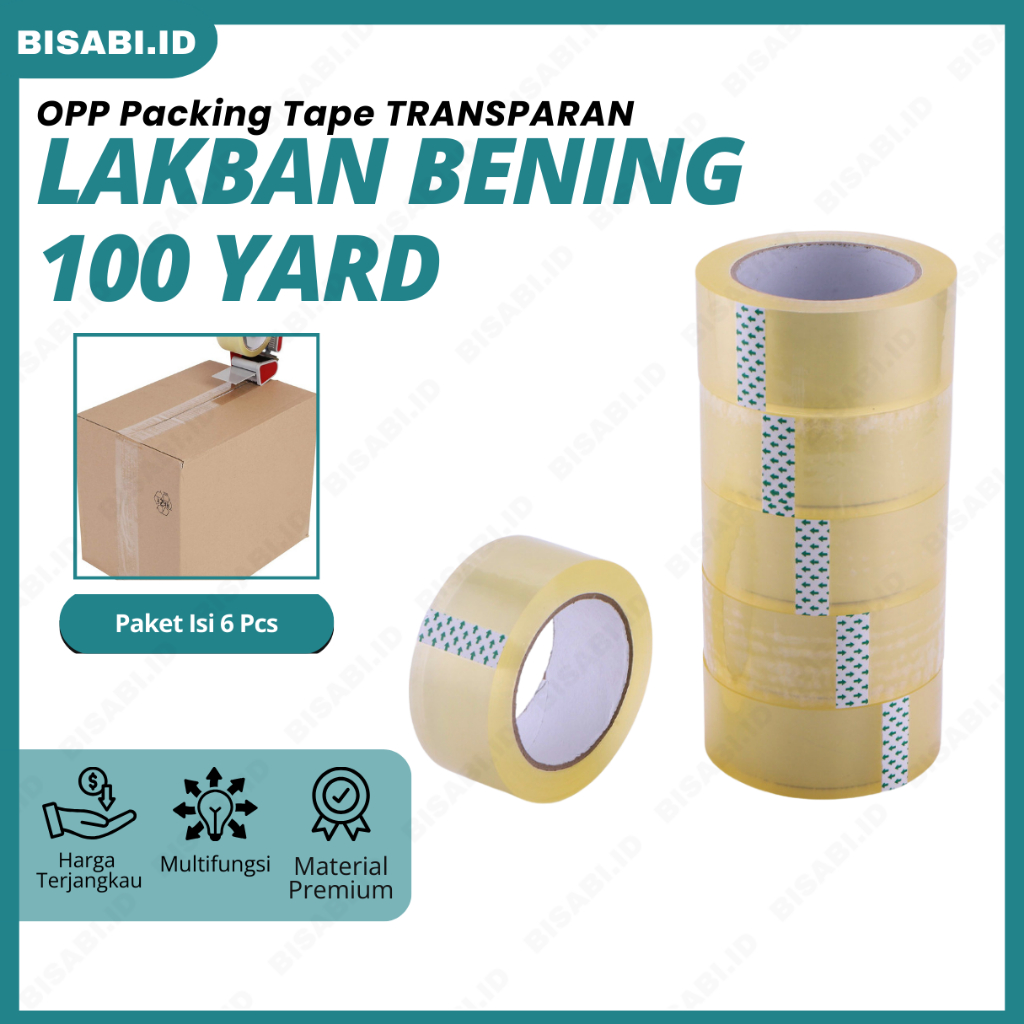 

Beli 6 Lebih Murah Lakban Bening 45mm x 100 Yard / Lakban Bening Ekonomis 70 Meter