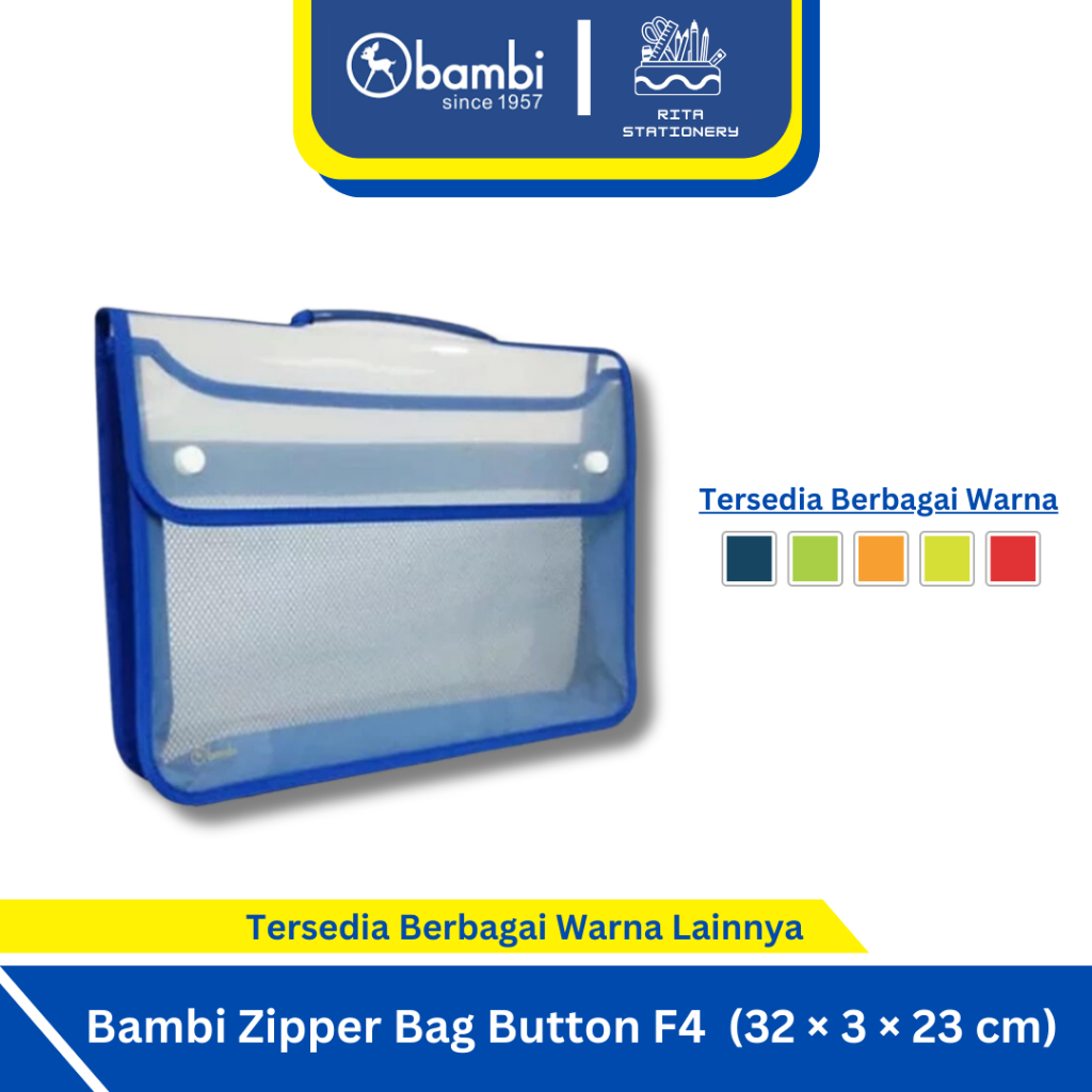 

Bambi Tas Dokumen Folio Tipe Tas Berkas / Tas Arsip Edisi Zipper Bag 5621 Original plastik jinjing berkualitas kancing murah