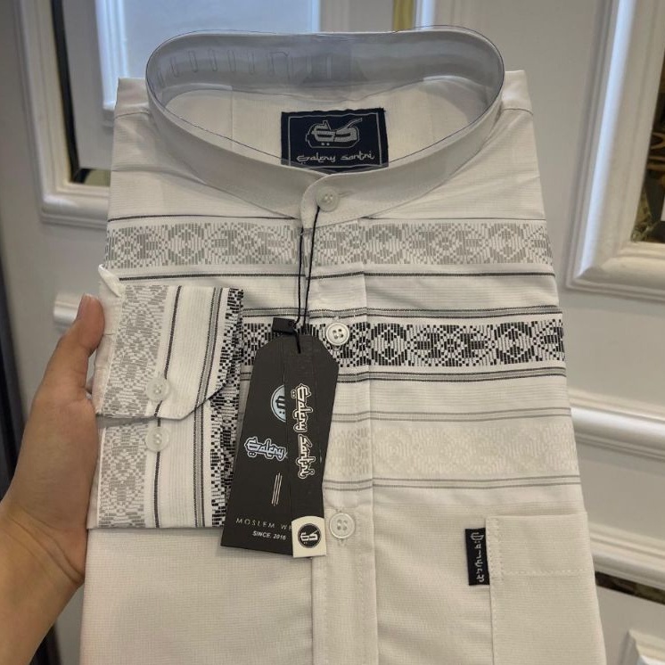 Mau Hemat Baju koko Kemeja Sanghai Katun Songket Putih Polos Pria Dewasa Lengan Panjang  Baju koko p