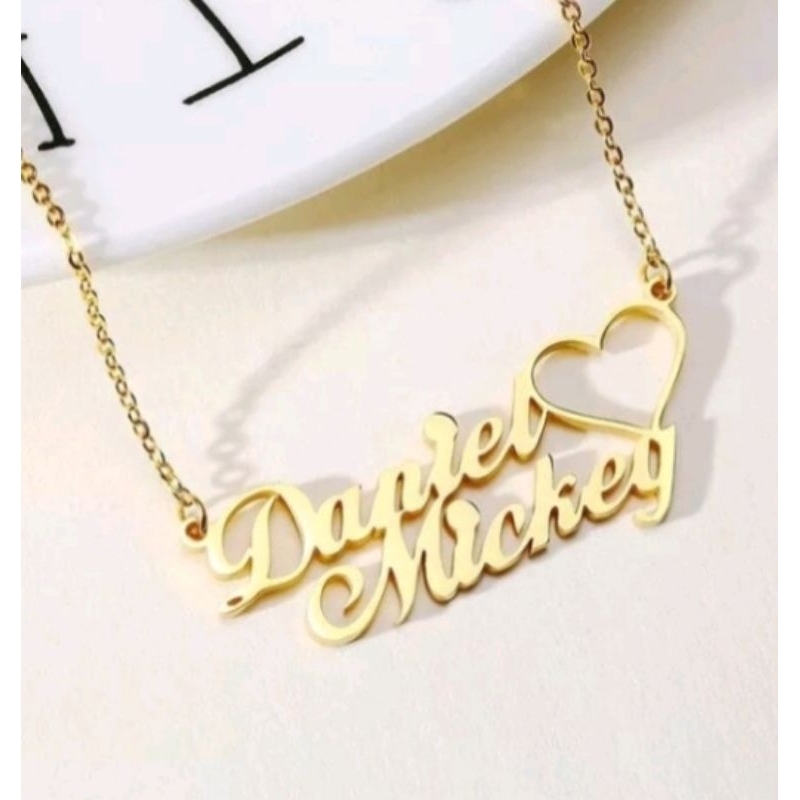 kalung ukir nama Castum titanium