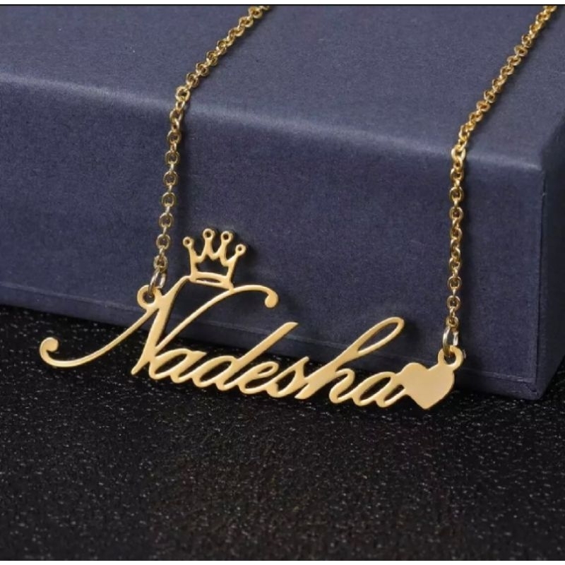 kalung ukir Nama castum titanium