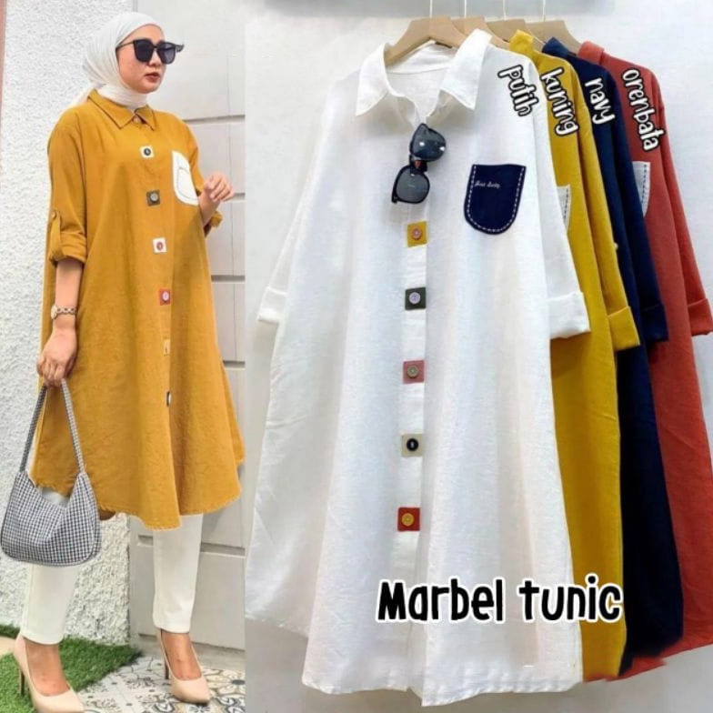 Kilat Hemat Vallina Outfit  Marbel Long Tunic Baju Atasan Wanita Muslim Modern Crinkle Premium M  XL