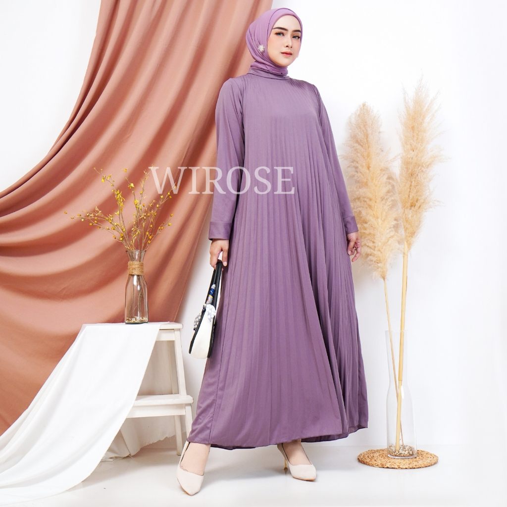 Dress Wanita Plisket Lengan Panjang Maxi Premium / Dress Plisket Lengan Panjang / Gamis Plisket Payu